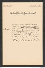 k.k. naturhistorisches Hofmuseum, Intendanzakten 1885-1896 (Hauer), Aktenzahl Z.356.a/1888, Seite 1